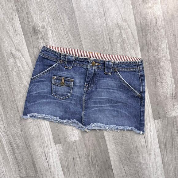 Y2k Mirco Mini Low Rise Denim Jean Skirt G Unit Size 7 - Picture 1 of 4